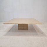 Italian Square Coffee Table in Travertine, 1980s