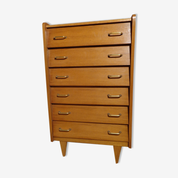 Chest of drawers vintage rag maker from the 60s light wood