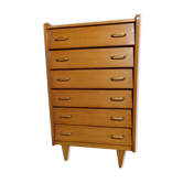 Commode chiffonnier vintage des années 60 bois clair