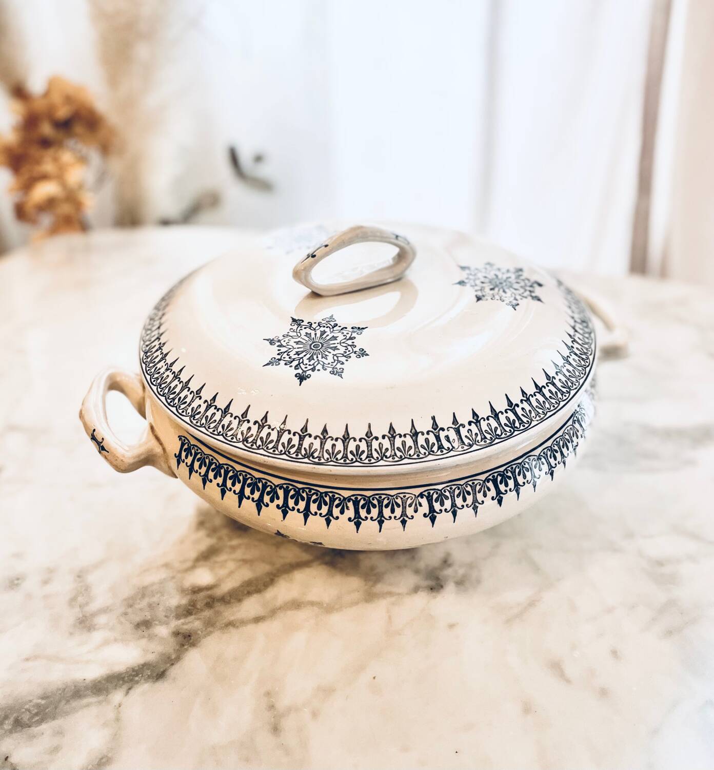 Old Saint Amand ceramic vegetable soup tureen