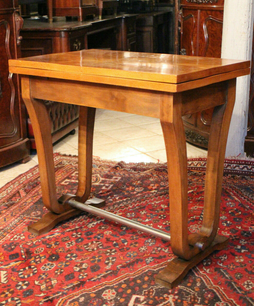Table console blond walnut design 1930 - 1950 wallet tray