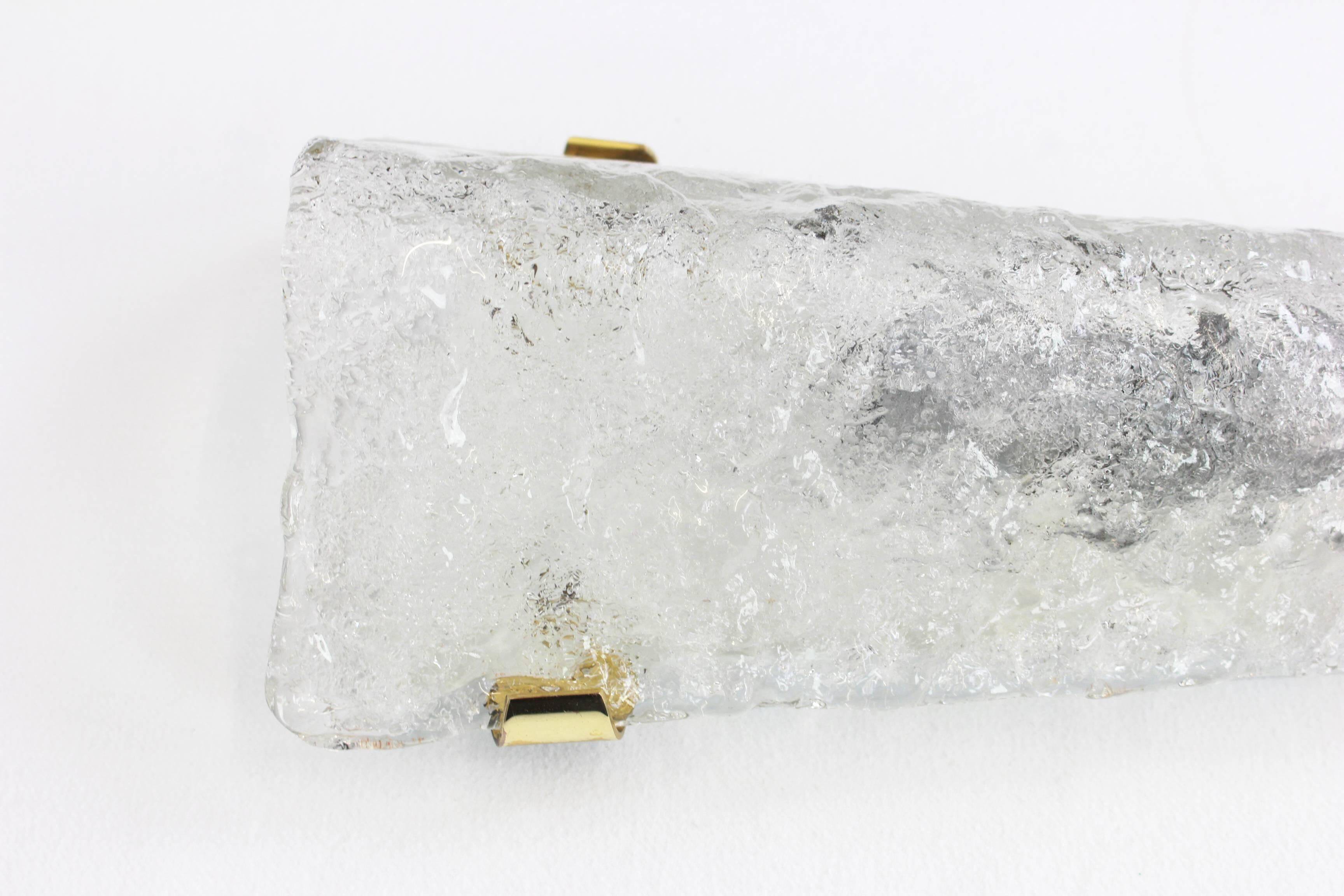 Pair of large angular glass wall lights by Hillebrand, Germany, 1960s.