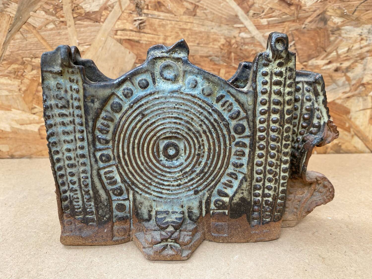 Antique Joe & Pat ROWLAND St Vicens Glazed Ceramic Vase 1960 France #B471