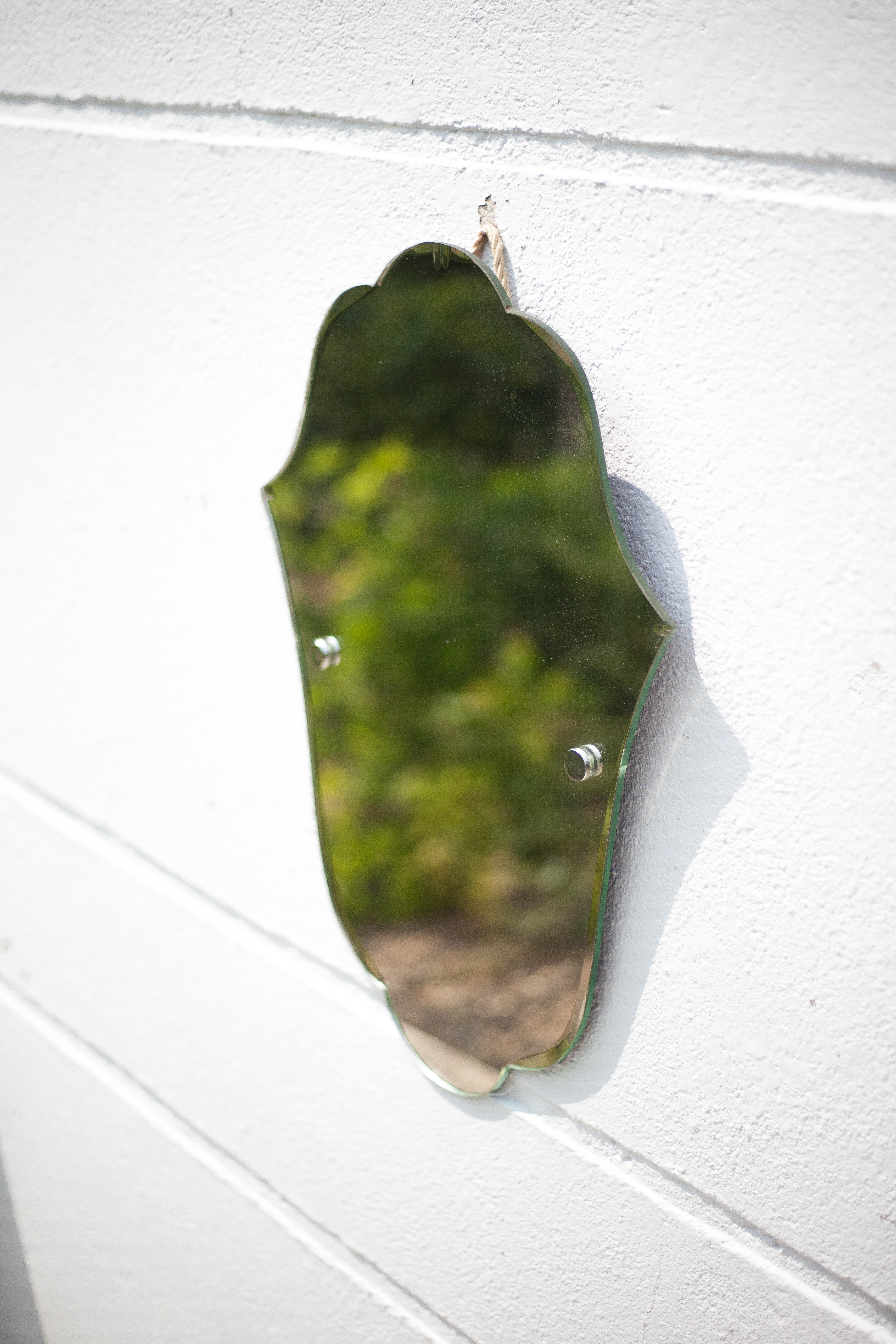 Art deco mirror, wall mirror, Fatma's hand shaped mirror, bevelled mirror