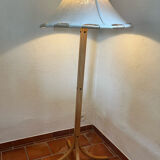 Floor lamp in wood, bamboo and linen
