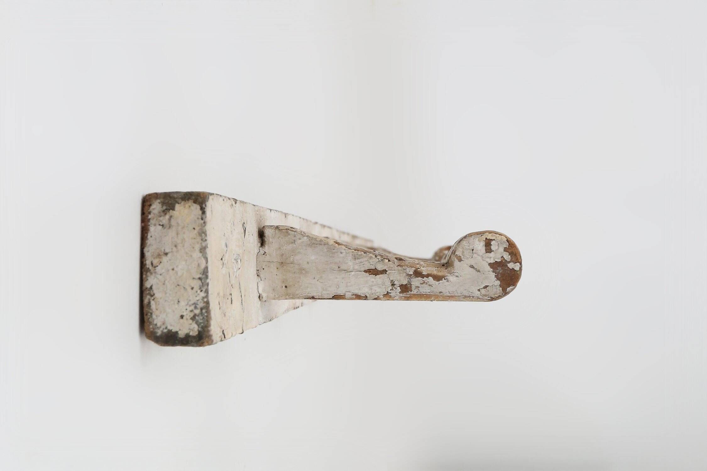 Industrial White Wall Mounted Coat Rack in Wood, Belgium, 1920s