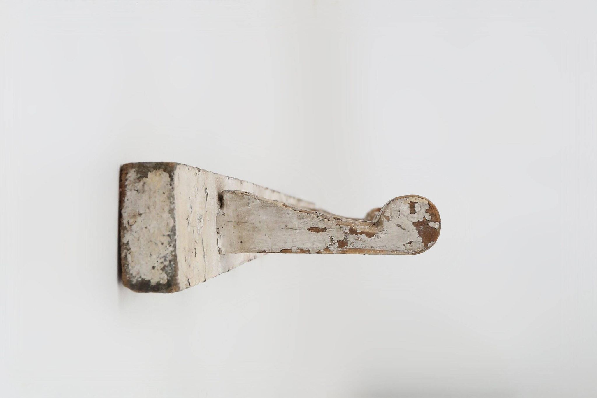 Industrial White Wall Mounted Coat Rack in Wood, Belgium, 1920s