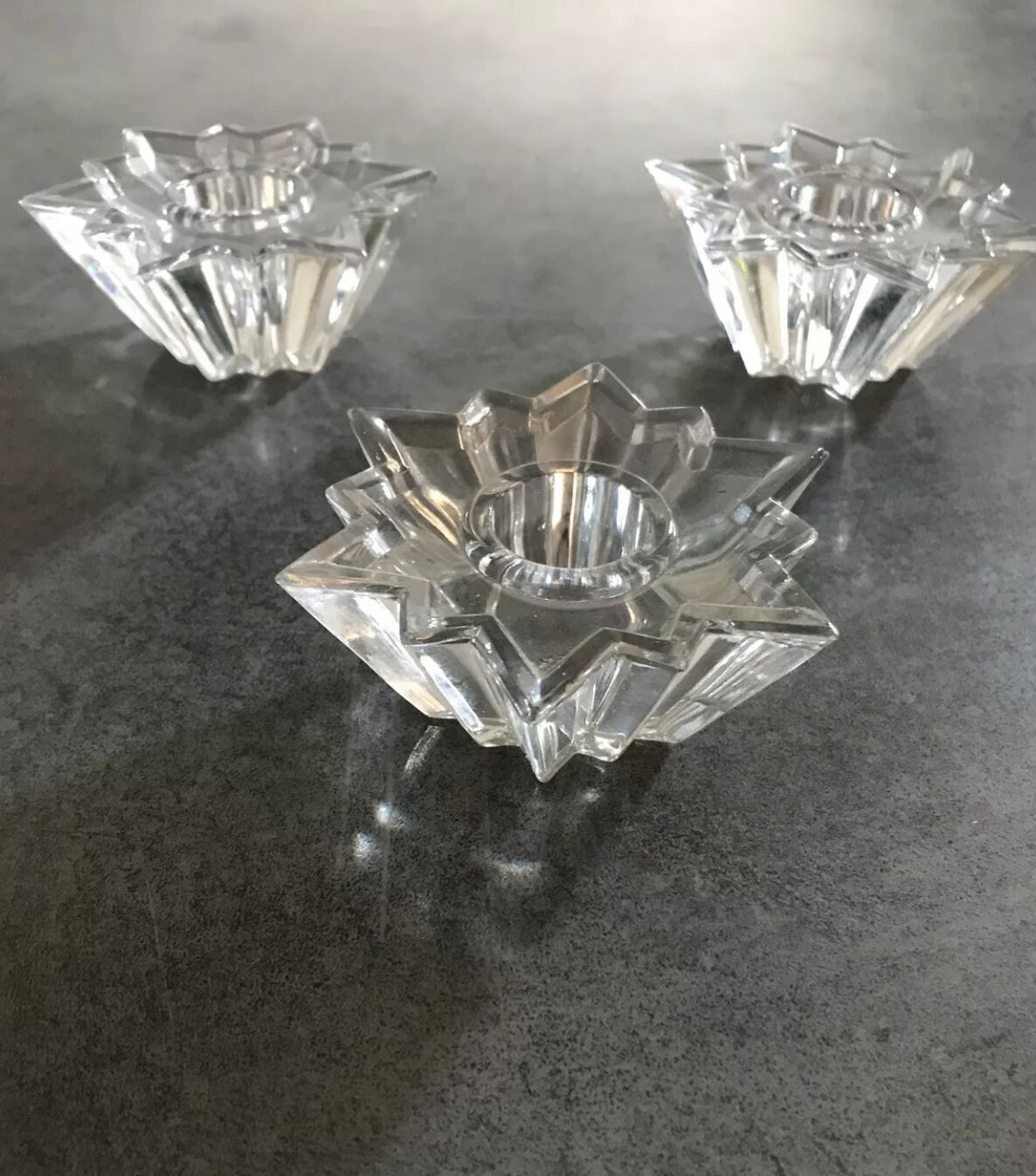 Set of 3 vintage table candle holders star shape