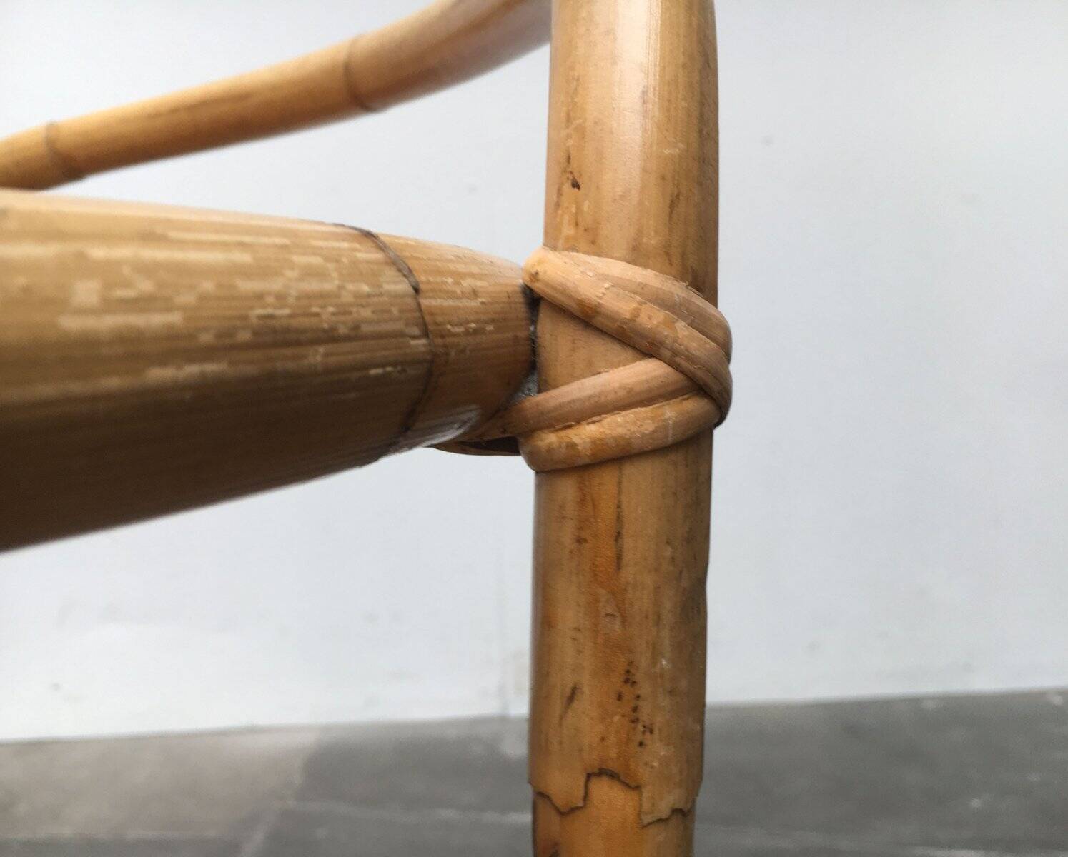 Vintage service dessert in Italian rattan and bamboo by Dal Vera.
