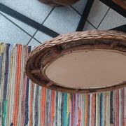 Miroir en rotin de forme sphérique vers 1970
