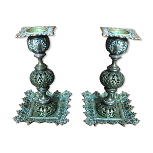 Paire de bougeoirs en