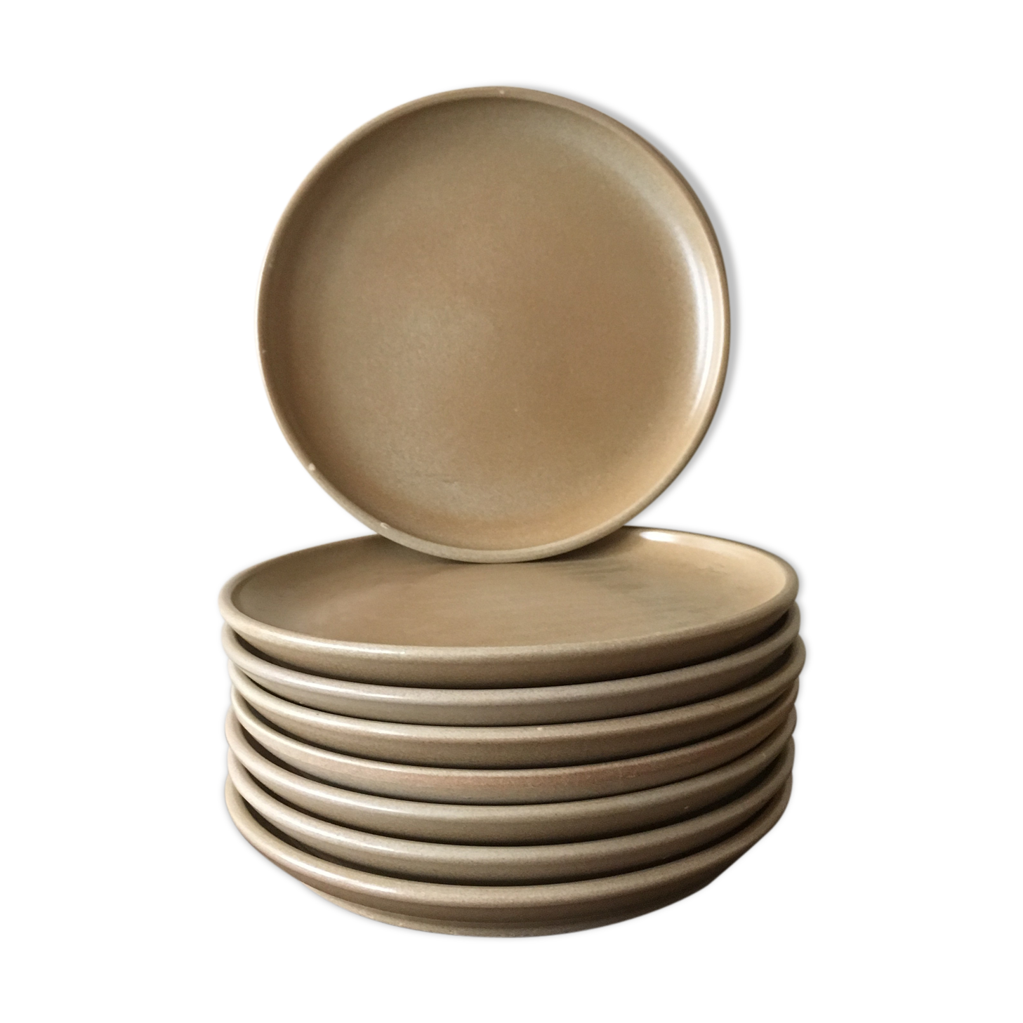 Lot of 8 plates to dessert in sandstone of Niderviller