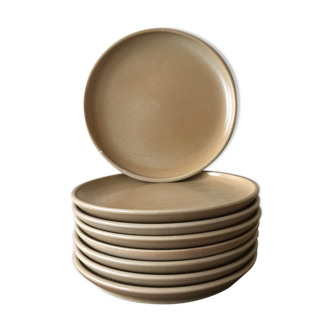 Lot of 8 plates to dessert in sandstone of Niderviller