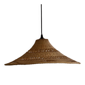 Very large vintage rattan pendant light.