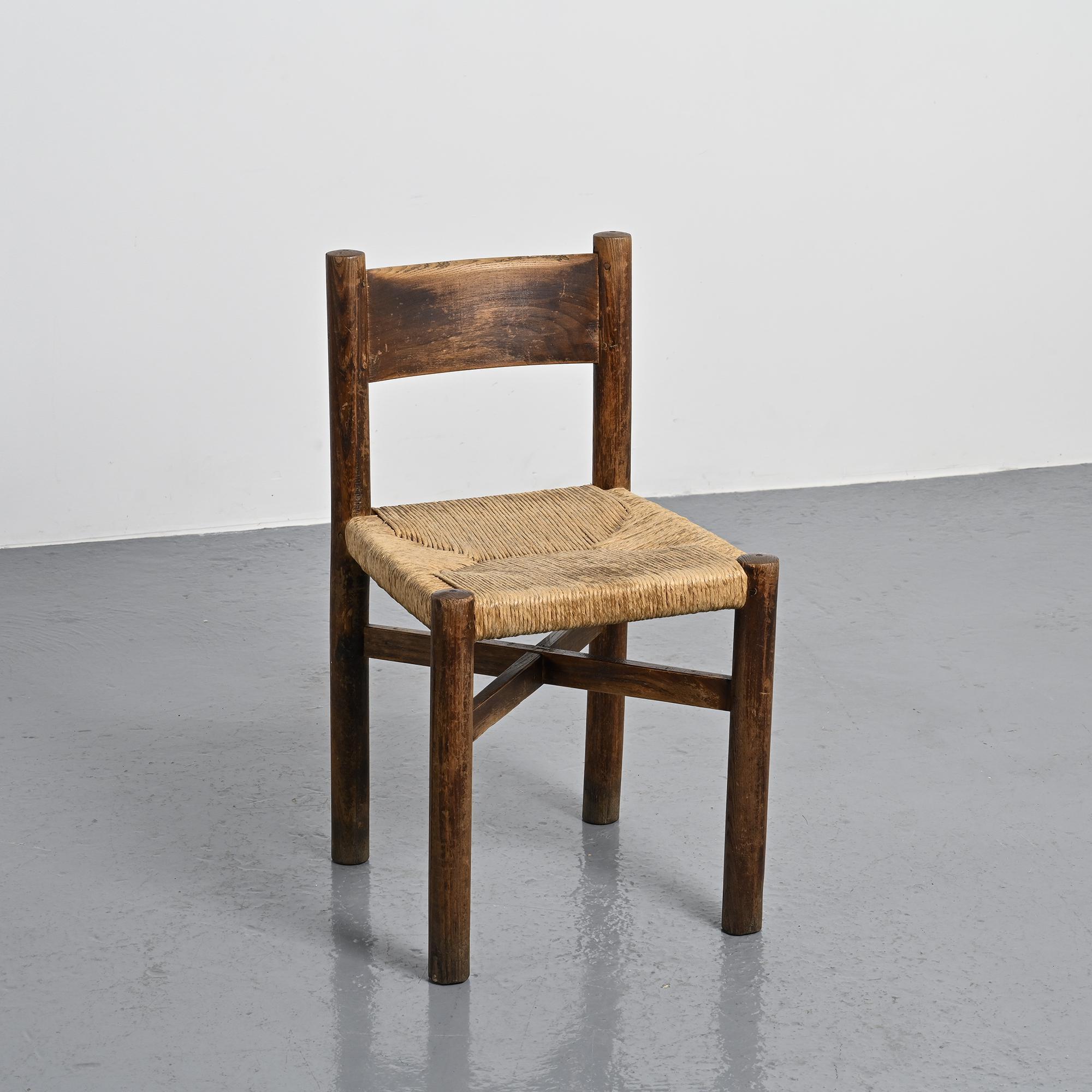 Pair of Méribel chairs by Charlotte Perriand, vintage edition BCB, circa 1950.