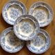 5 plates in faience old blue pattern flower bird