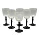 6 liqueur glasses on black opaline foot france, onyx luminarc vintage