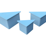 Set of three triangle side tables wood white creme design