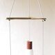 Hanging lamp boomerang 3 white lanterns and wood