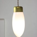 Mid-century Italian Brass and Opaline Glass Pendant Lamp