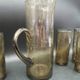 6-piece orangeade set in blown and bubbled gray glass