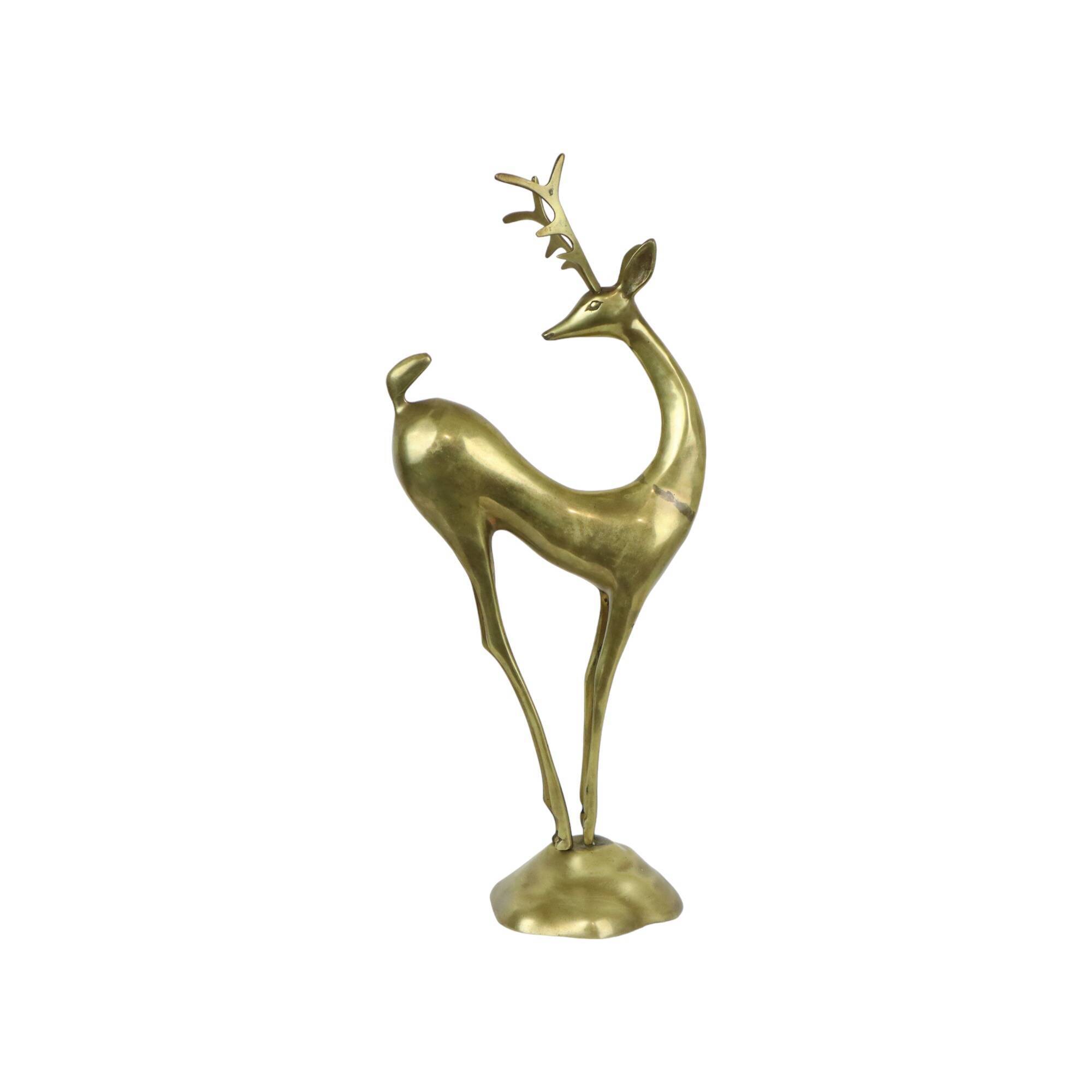 Large vintage brass deer statue sculpture art deco style christmas