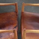 Pair of vintage Per-Olof Scotte "Premier 69" oak armchairs in cognac leather