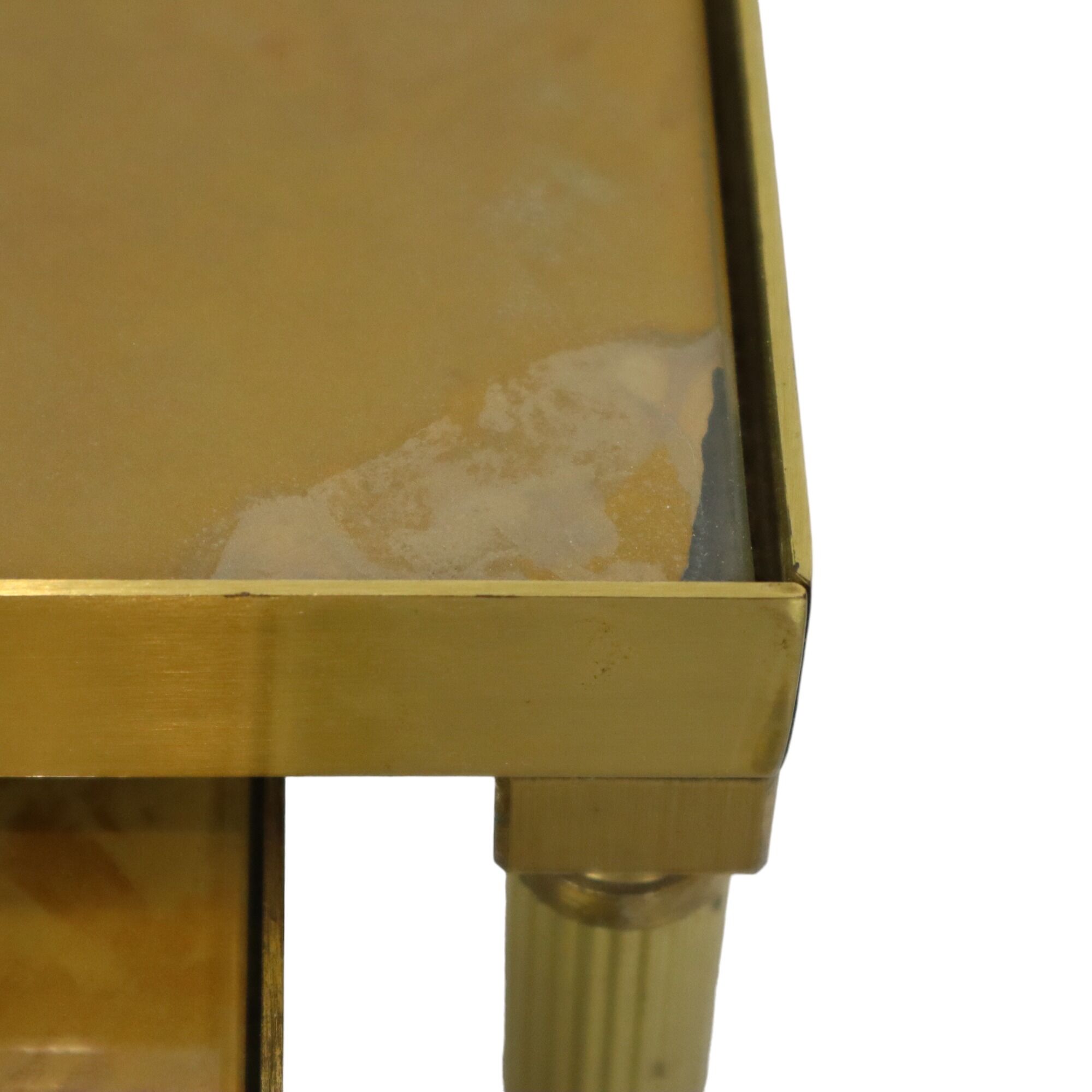 Design set of 3 nesting tables brass copper glass gold style maison jansen