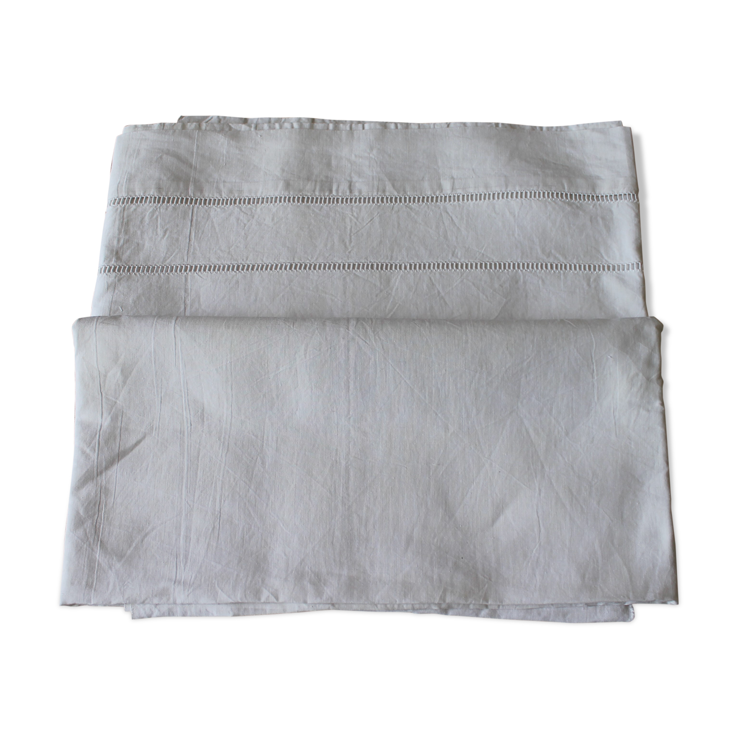 Drap ancien brode main début XXé