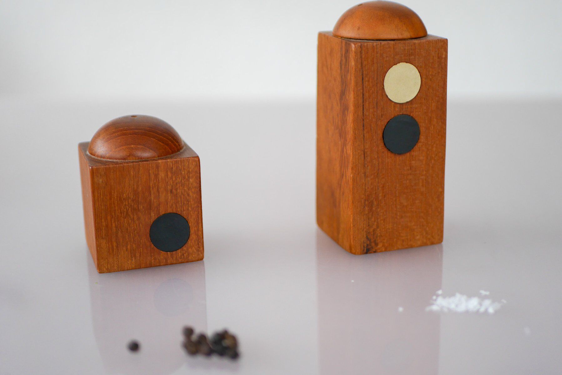 Set of Danish modernist teak salt and pepper shakers, set of 2.