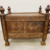 Old oriental wedding chest solid wood primitive design