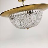 Brass and Crystal Ceiling Lamp from the 1960s by Tyringe for Orrefors, Sweden