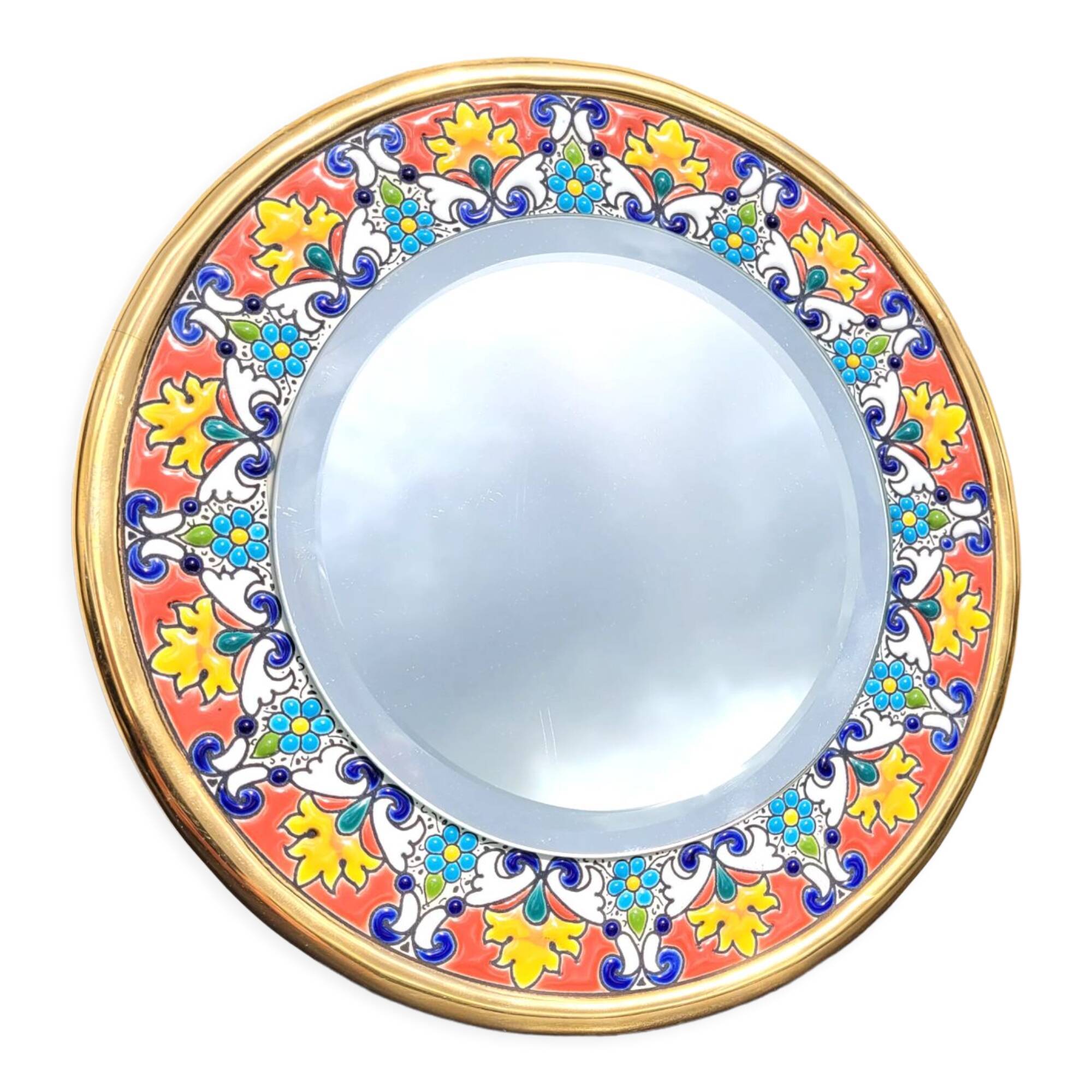 Ceramic mirror enamels Spain 22cm