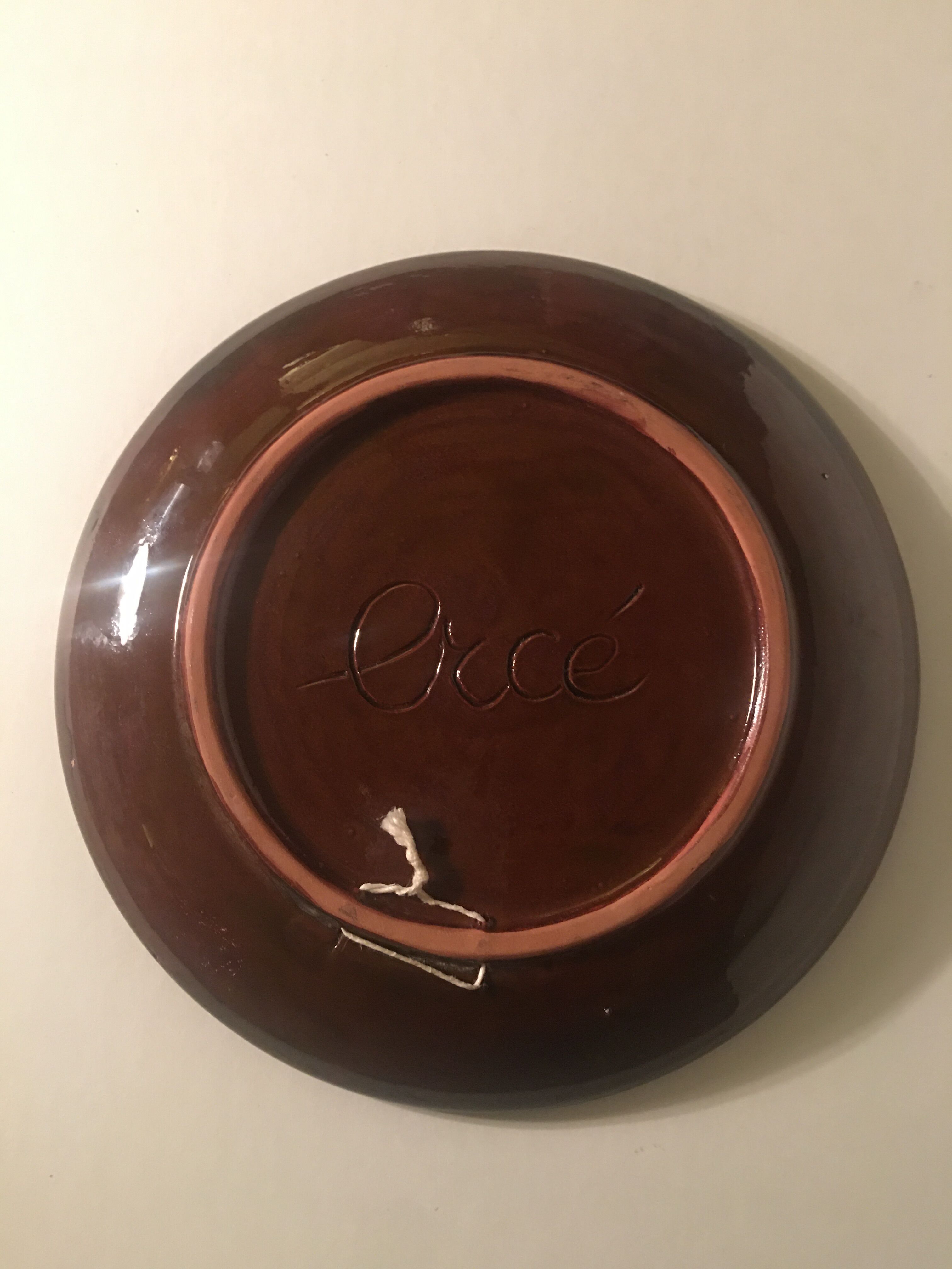 Assiette céramique vintage décor a l’oiseau