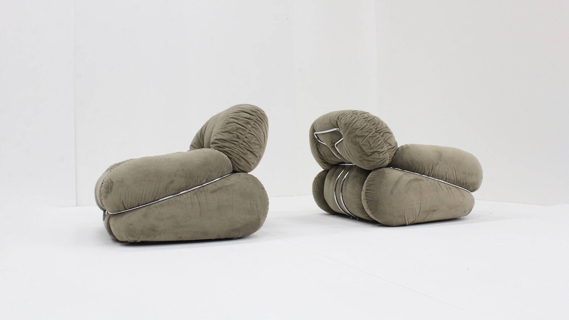 Vintage Adriano Piazzesi Okay armchairs 1970s Italy, set of 2