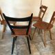 Set of 4 mismatched vintage chairs compass legs