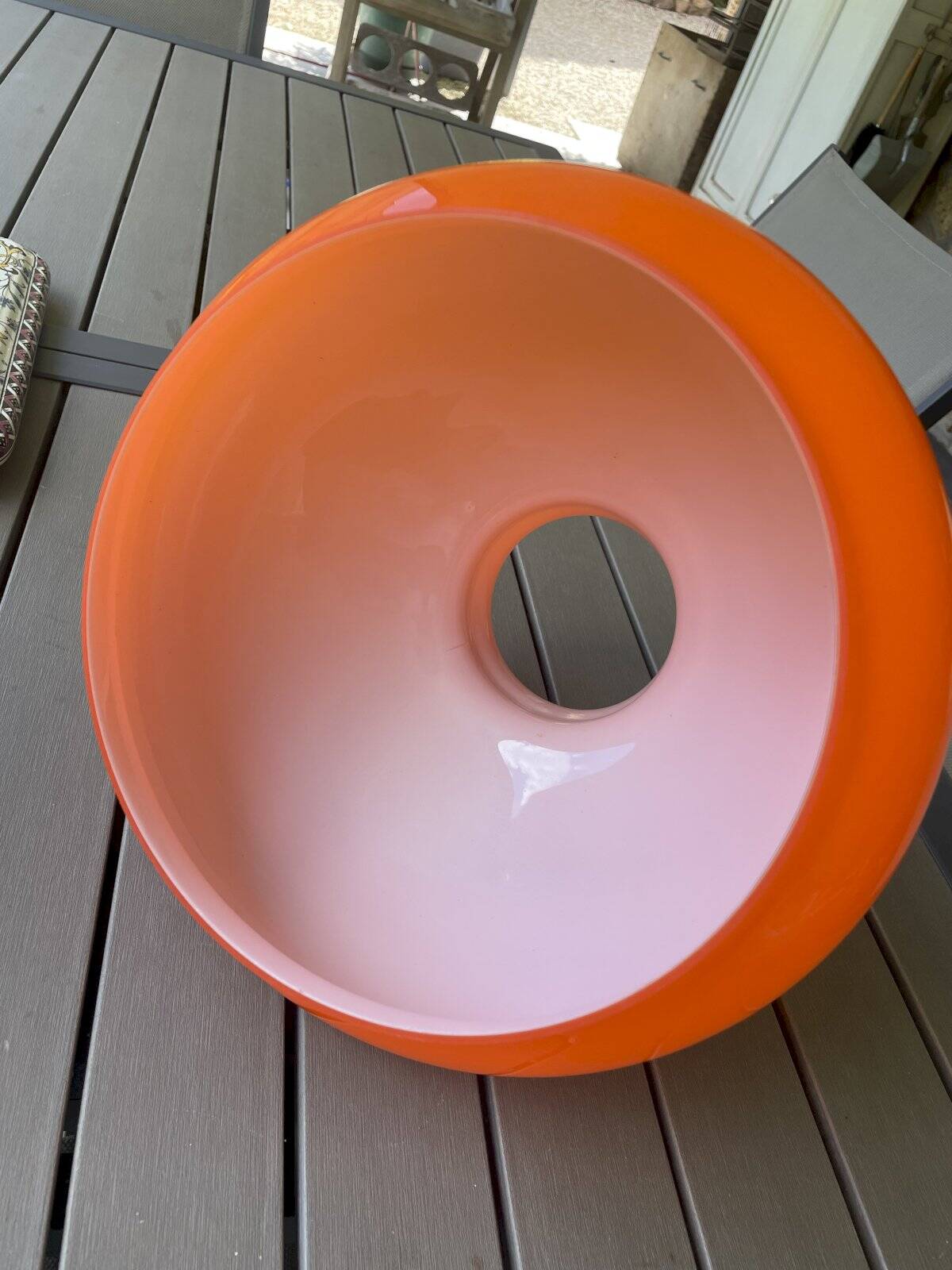 Vintage globe in orange opaline