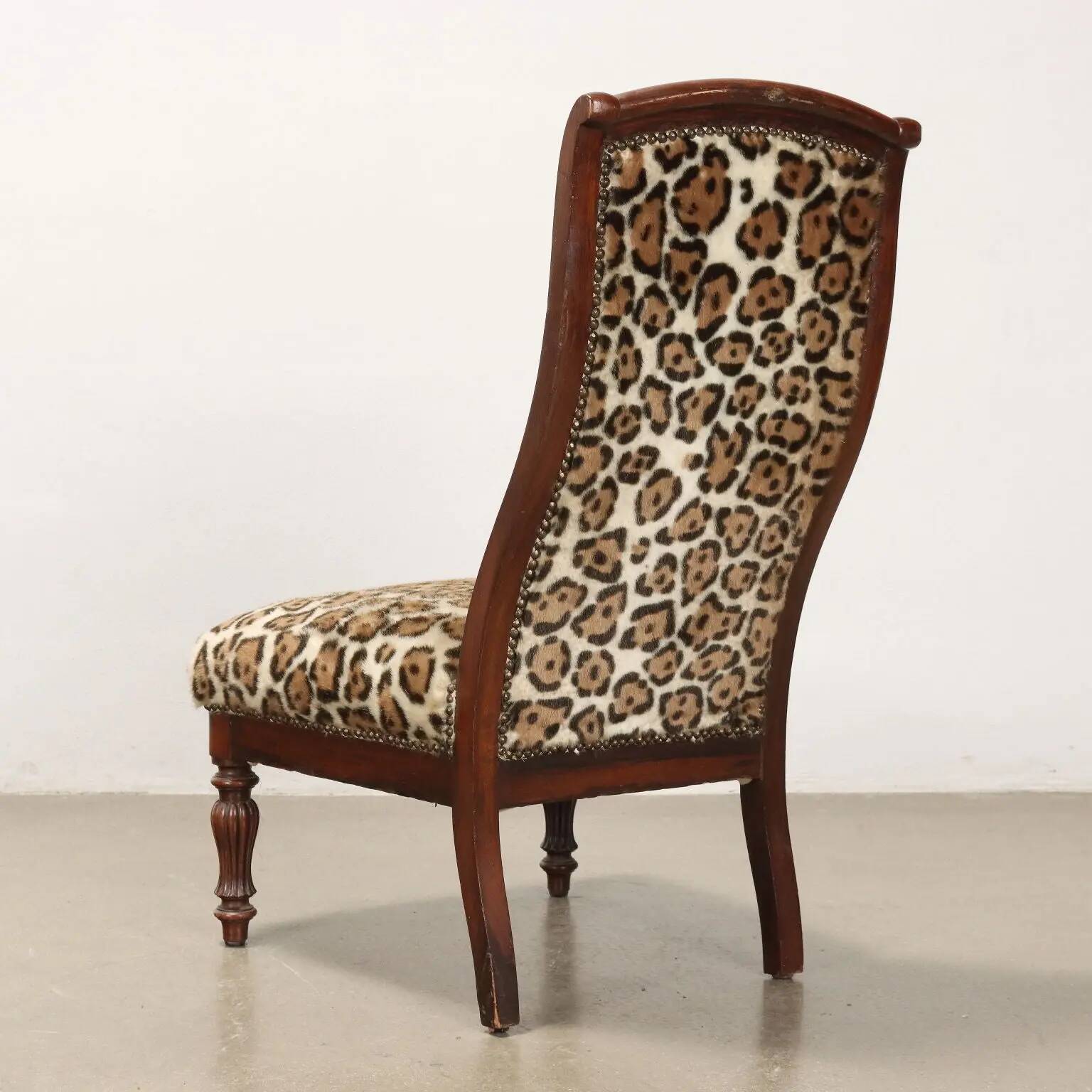 Pair of antique chairs in animal fabric, late 19th century