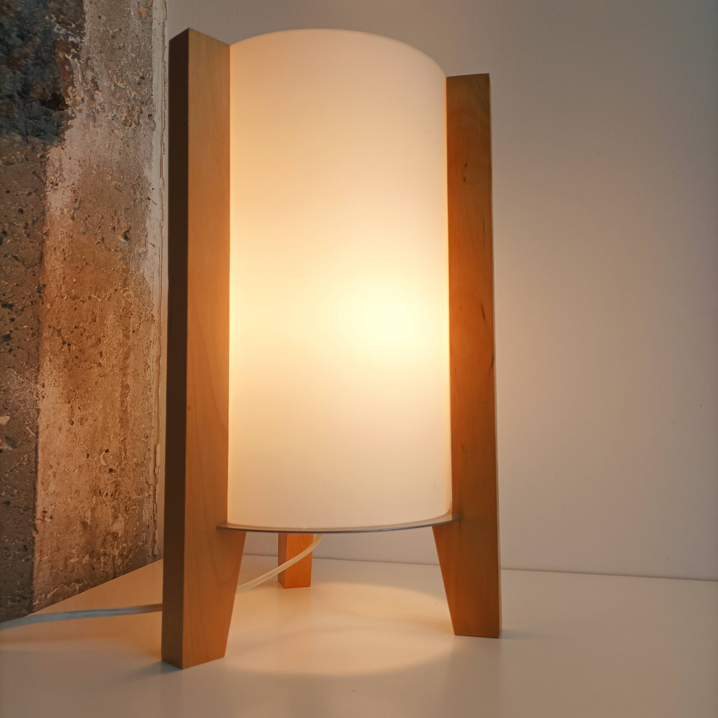 Vintage IKEA tripod lamp with blown glass