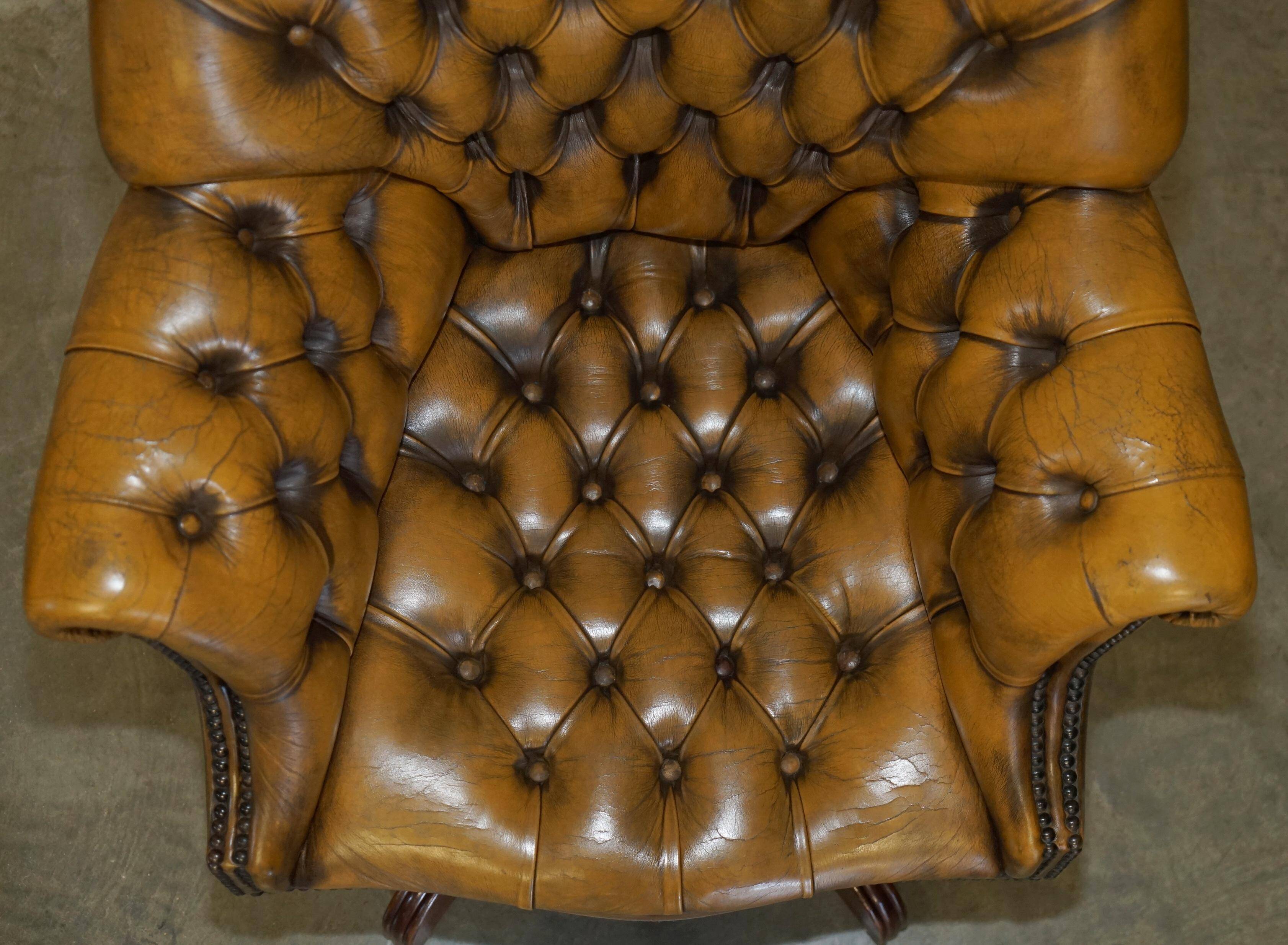 Vintage Leather Chesterfield Director's Armchair