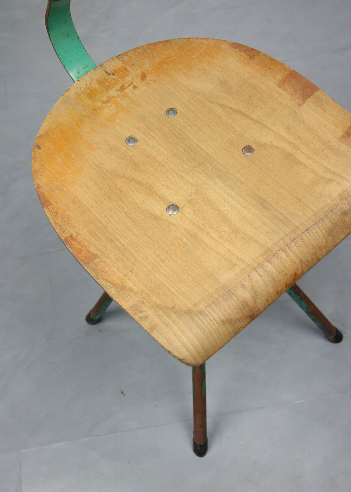 Set of 2 industrial mint green swivel chairs, 1960