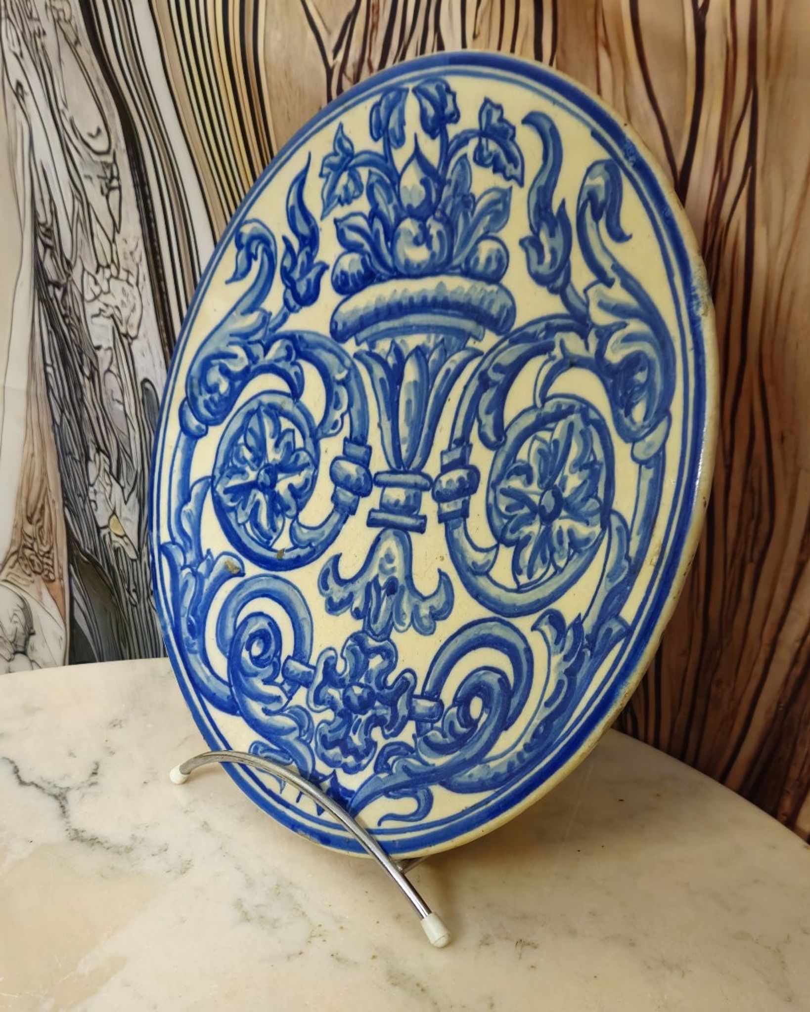 Assiette en faïence espagnole à décor bleu – XIXe siècle
