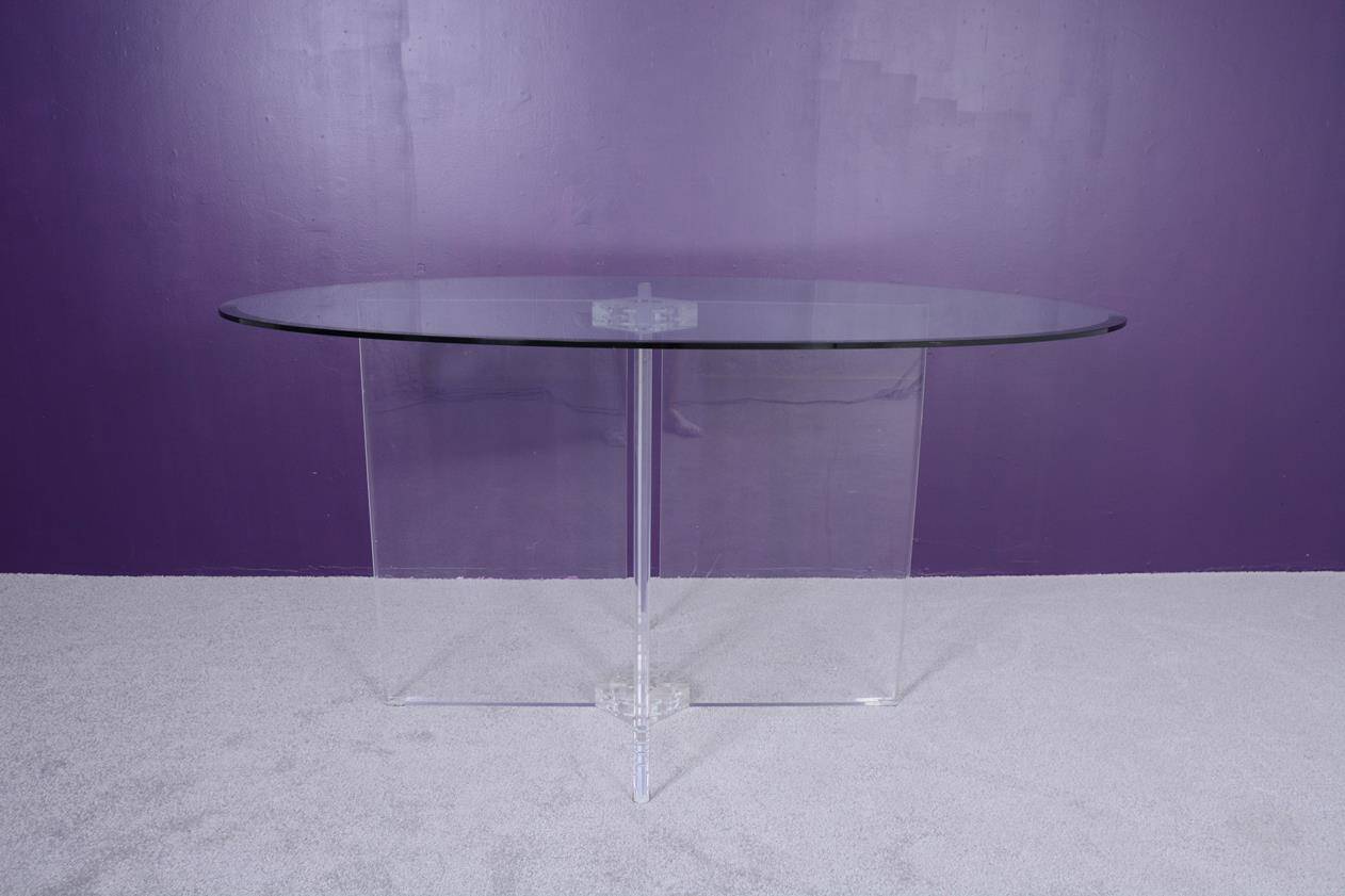 Dining table by David Lange (signature on the base).