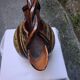 Vase, basket, in ceramic, woven handle