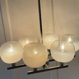 Space Age chandelier, Italian design, chrome and glass