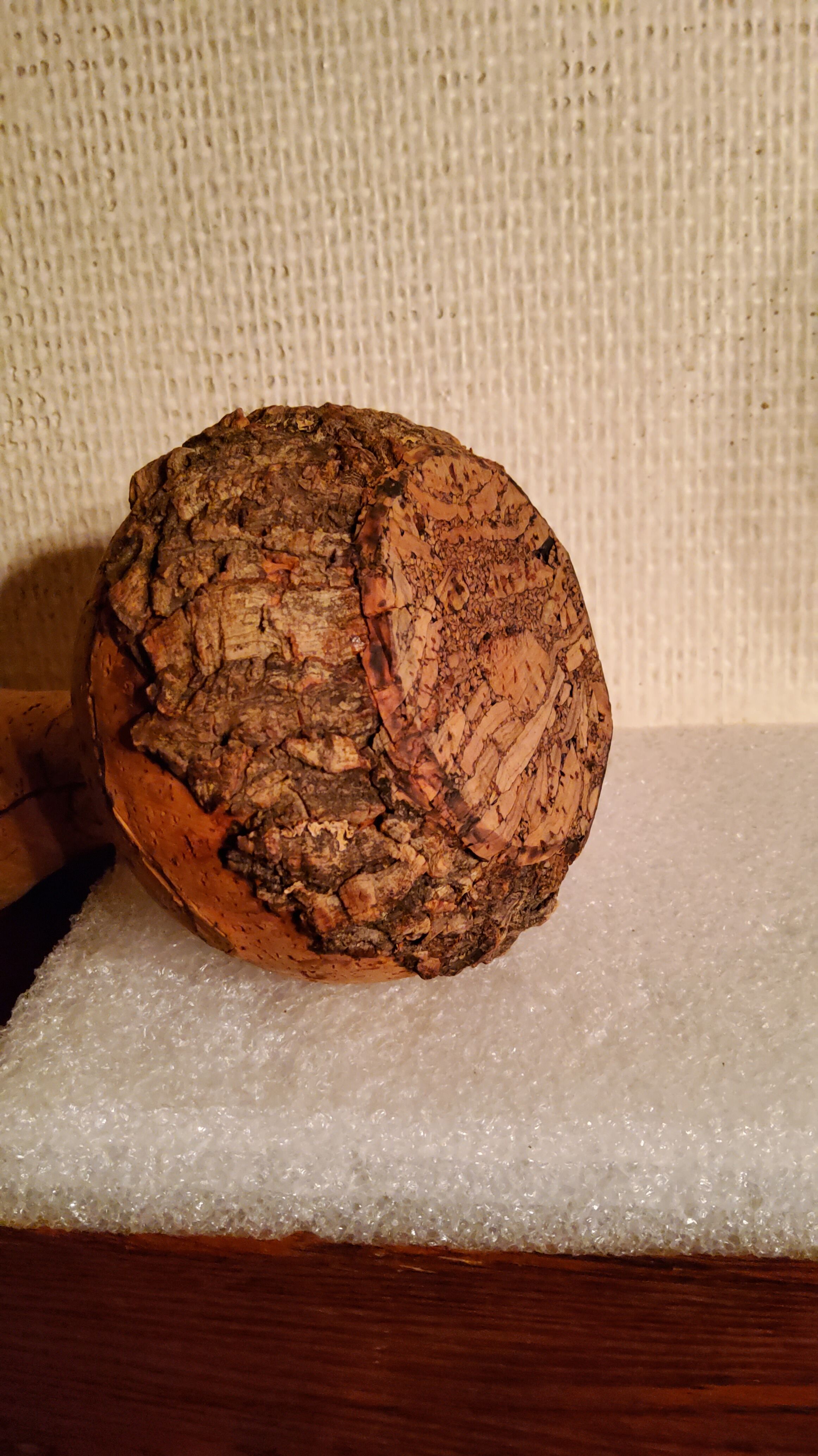 Terracotta vase covered with cork from the 70s