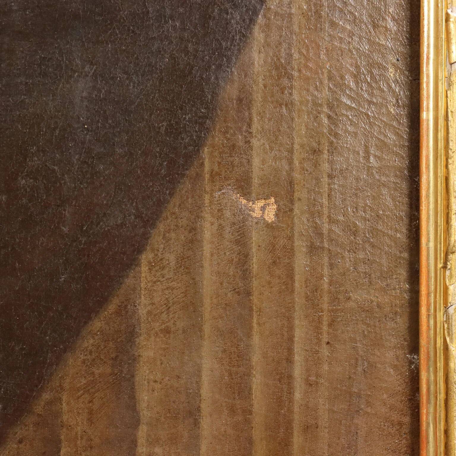 Ancient painting, portrait of a clergyman, oil on canvas, 18th century.