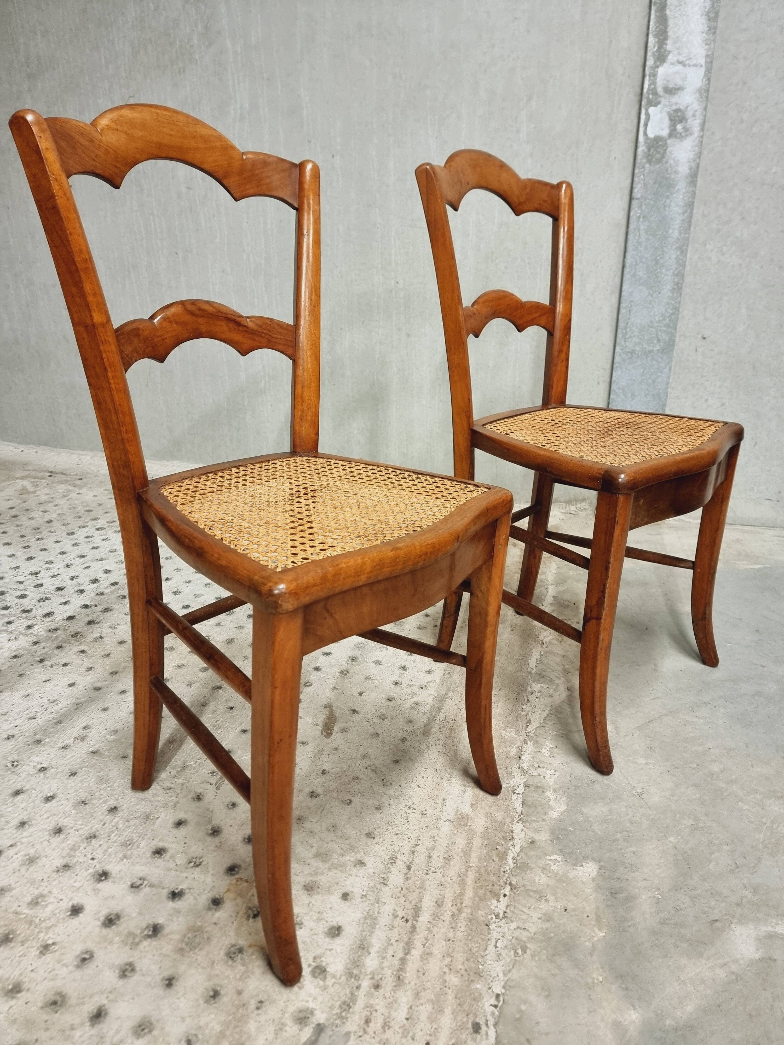 Antique set of chairs walnut with webbing