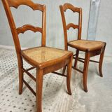 Antique set of chairs walnut with webbing