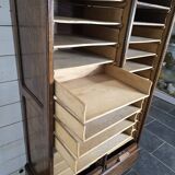 Solid oak double curtain filing cabinet